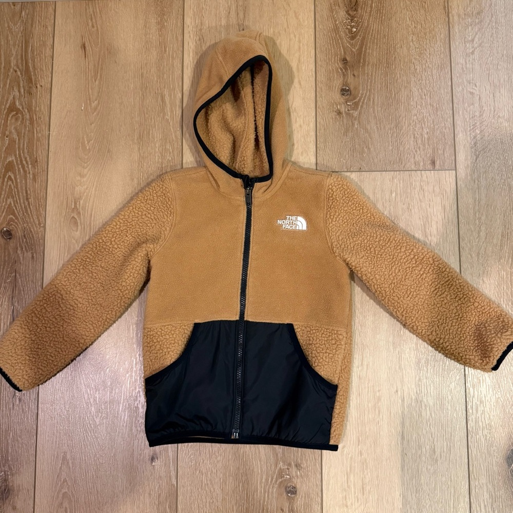 The North Face Camel and Black Hooded Fleece